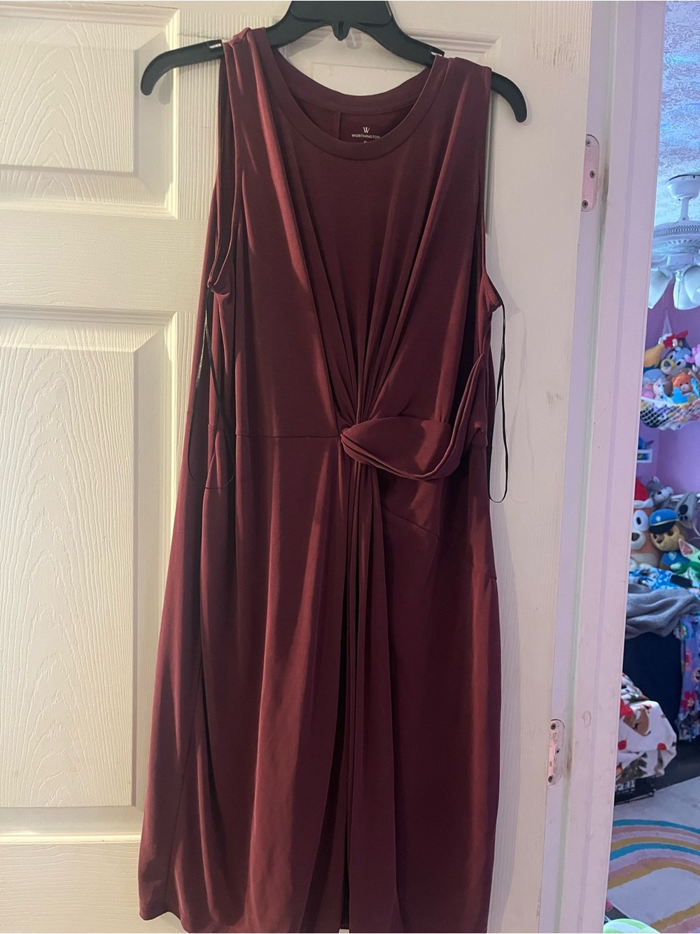 Worthington Wine-Tone Sleeveless Twist Midi Dress